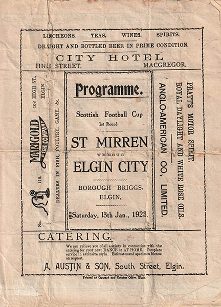 Elgin City v St. Mirren 1923