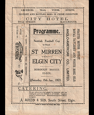 Elgin City v St. Mirren 1923